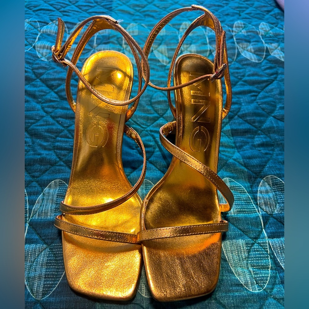 Mango Heel Sandals Size 7.5 Gold